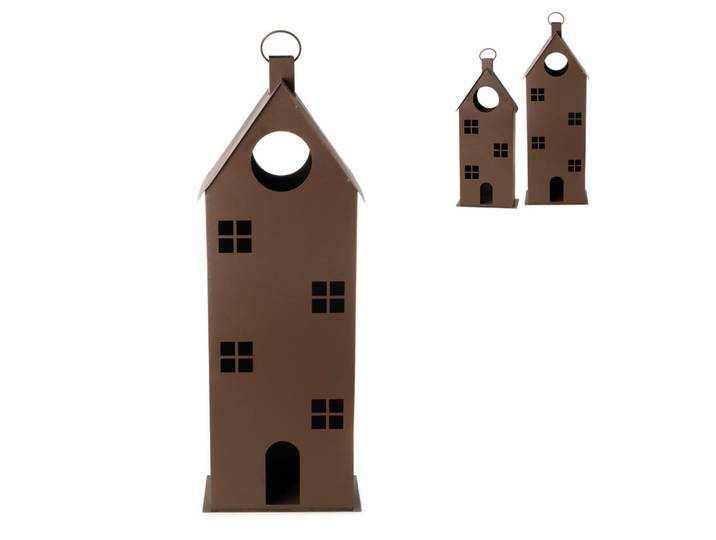 Laternenhaus, Braun, Metall, 16x78x28 cm, zum Stellen, Dekoration, Weihnachtsdekoration