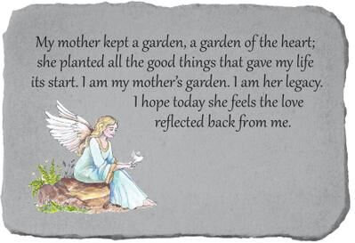 My Mother Kept A Garden Angel Garden Memorial Stone by Kay Berry in Grey