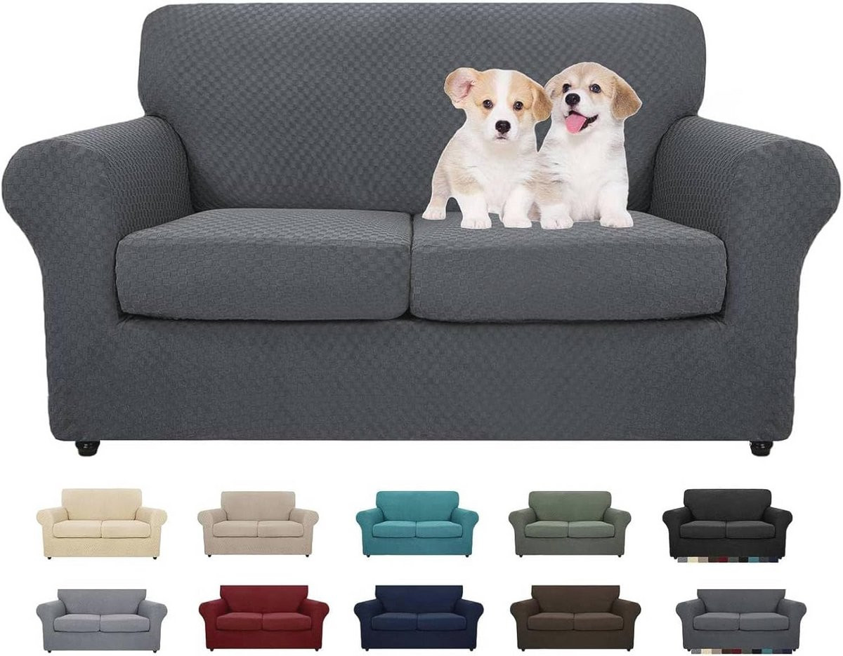 Jacquard bankhoes voor 2-zits loveseat met super stretch en antislip - Huisdiervriendelijk design