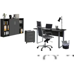 moebel-dich-auf Büromöbel-Set TABOR 2 in anthrazit / anthrazit matt, Arbeitszimmer Komplett-Set Büro