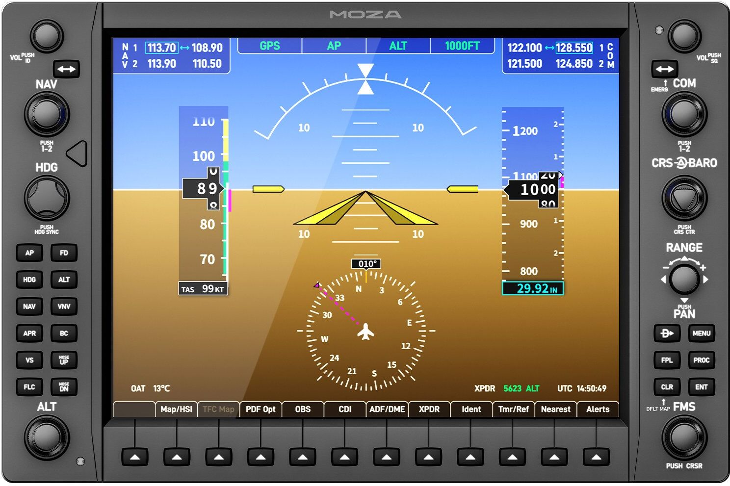 Strumentazione simulatore volo Moza Racing AS024 MGX1000 Instrument Pa
