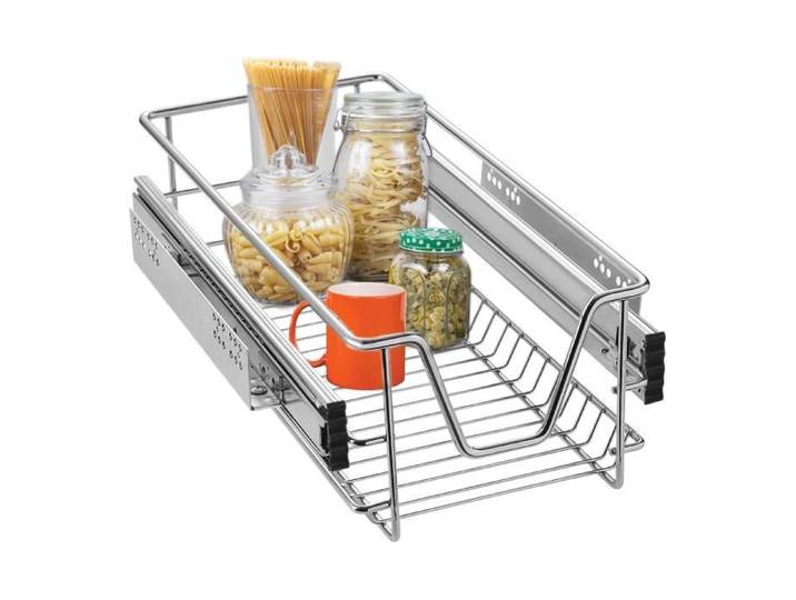 UISEBRT 4 Pièces 30cm Tiroir de Cuisine Télescopique étagère Coulissant Tiroir à Panier pour Armoire de Cuisine et de Chambre