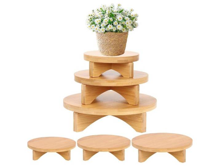 3 Pièces Petit Tabouret Bois Pour Plante Etagere Plantes Interieur 3 Niveaux Support De Pot De Fleurs Piedestal Pour Plantes[CA93]