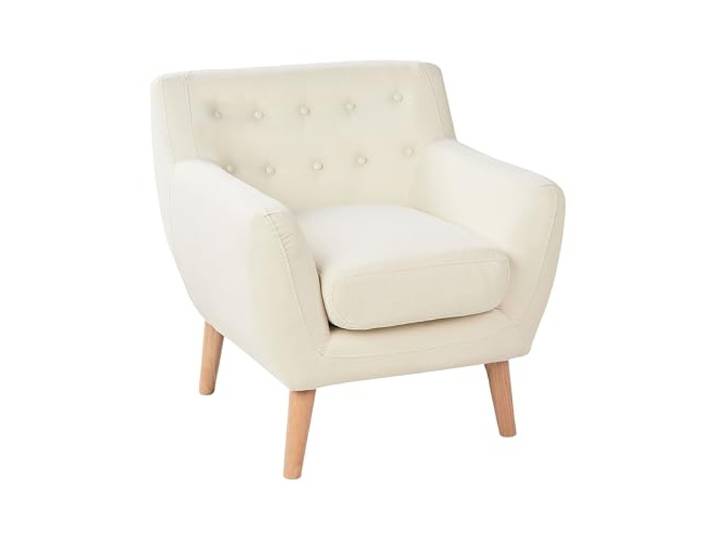 Beliani Sessel mit Armlehnen Stoff Hellbeige Knopfheftung Holzgestell Retro-Stil Motala