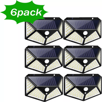 DynamicDeals Solar Power 100 LEDs Light PIR Motion Sensor Outdoor Security Lamp For Wall & Garden 6 Pcs