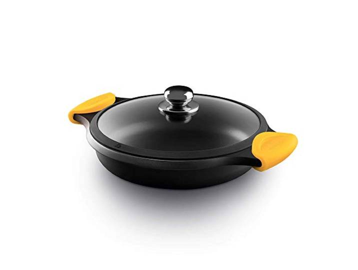 Casserole avec couvercle en argent/inox\, polie\, pour cuisinière\, avec couvercle inclus