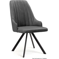 ESSZIMMERSTUHL drehbar (2er-Set) Devyn 52x91x60 Schwarz/Grau