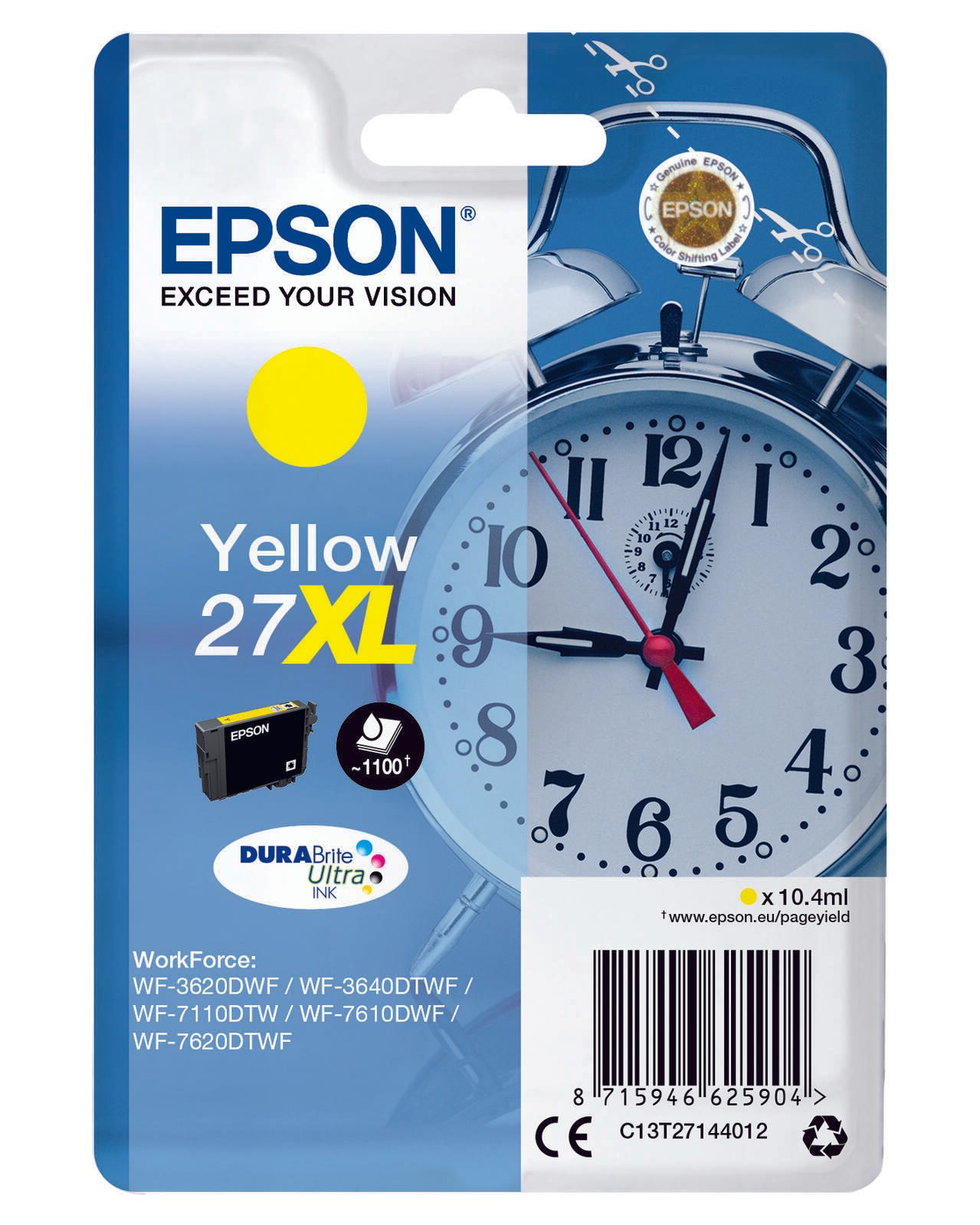 Epson Original 27XL Wecker Druckerpatrone - gelb (C13T27144012)