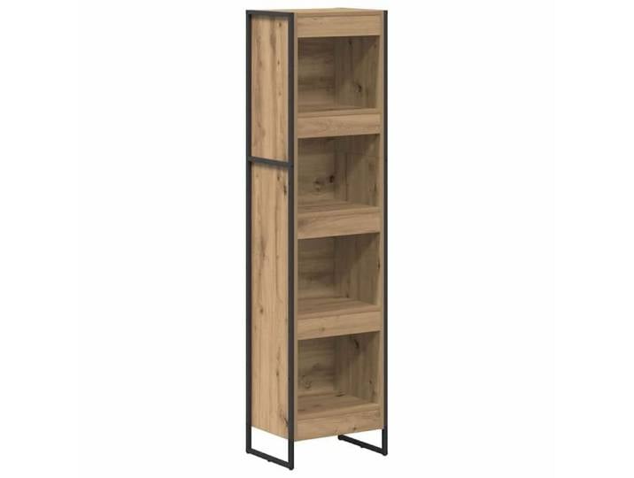 Bibliothèque industrielle - - Bois d'ingénierie - Chêne artisanal - 40x30x155 cm - Pièces en acier