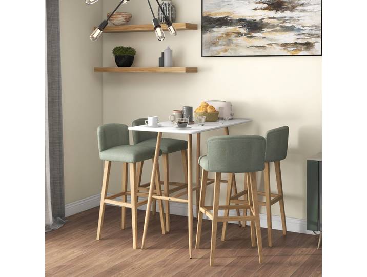 HOMCOM Table Bar Rectangulaire 4 Pers Acier Blanc 120x60cm