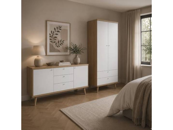Lomadox Schlafzimmer Set mit Sideboard & Kleiderschrank 2-teilig
