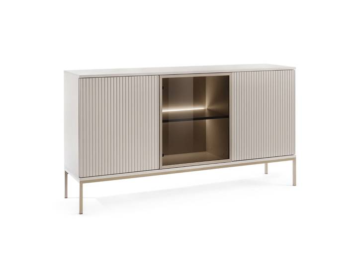 Tosena-Kommode mit drei Türen und LED-Beleuchtung, 154 cm,