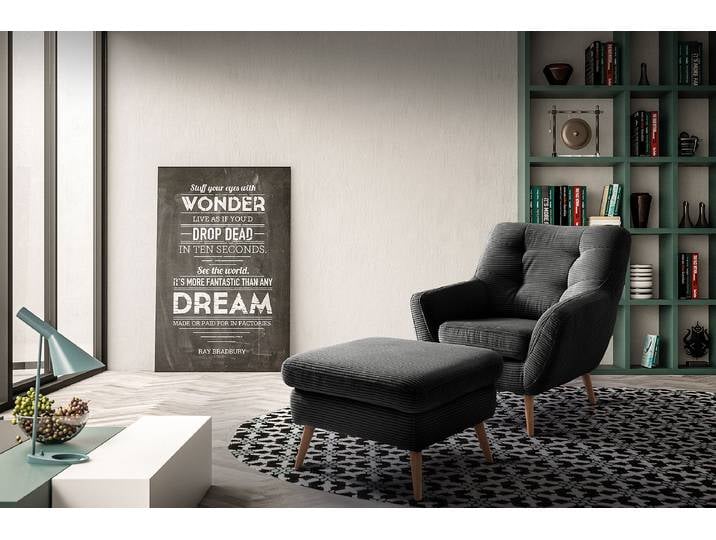 Polsterhocker 72 x 45 x 62cm Grau Cordstoff Poppy: Anthrazit