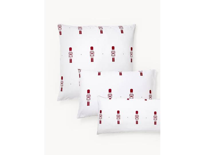 Taie d'oreiller réversible en flanelle motif casse-noisette Noan