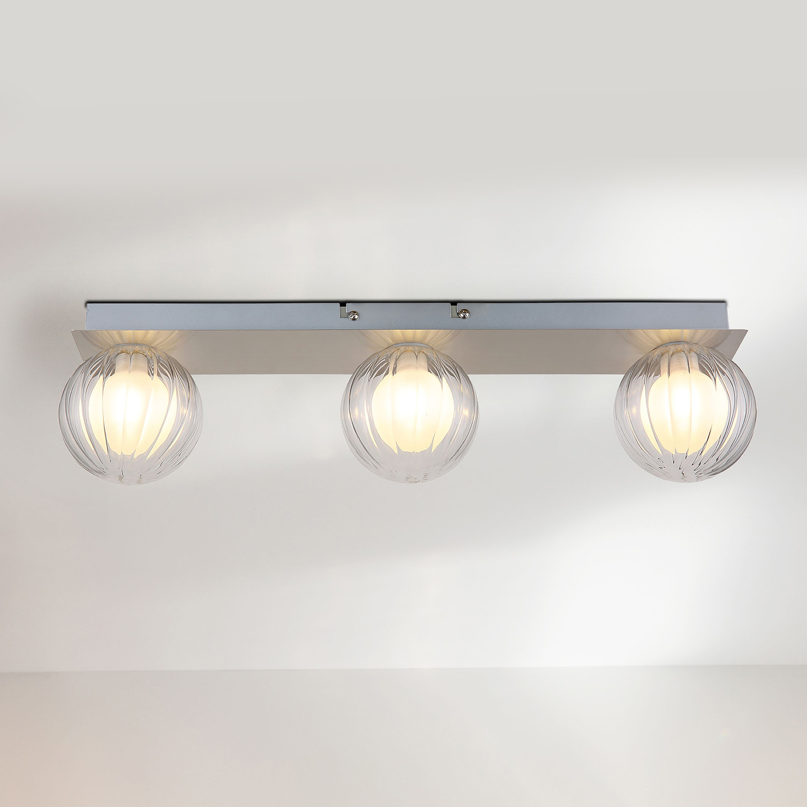 home24 Plafondlamp Ander zilver/transparant, B/D/H: 10 x 13 x 50 cm