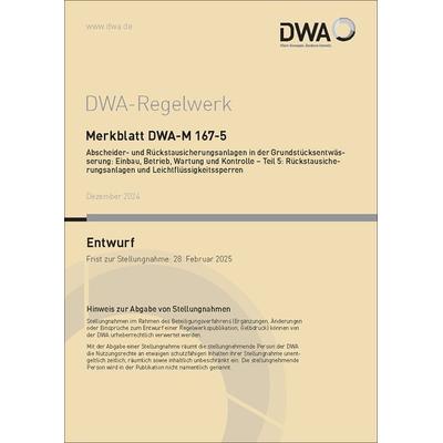 Merkblatt DWA-M 167-5 Abscheider und Rückstausicherungsanlagen in der Grundstück, Taschenbuch von , Deutsche Vereinigung für Wasserwirtschaft,