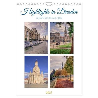 Highlights in Dresden (Wandkalender 2027 DIN A4 hoch), CALVENDO Monatskalender