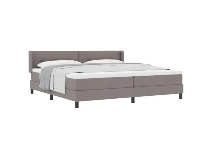 KTHLBRH Boxspringbett mit Kopfteil taupe 200 x 200 cm Stoff Kopfteil 2-fach höhenverstellbar, Taschenfedern, mittlere Unterstützung, max. Gewicht 280 kg, Kiefernholz, Polyester