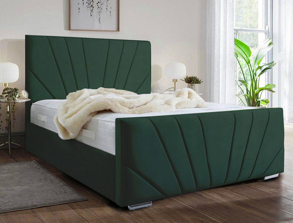 Etta Avenue Ebenezer Upholstered Bed Frame Emerald Double (4'6)