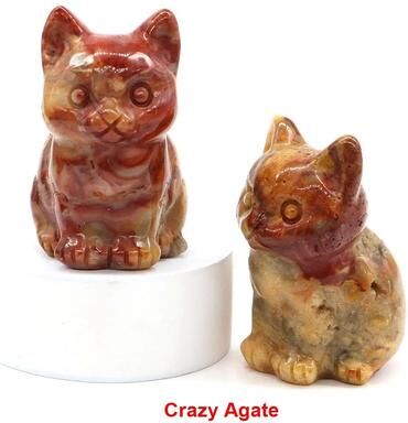 Inspire Essentials Natural Crystal Cat Statue Amethyst Healing Stone Animal Figurine 7