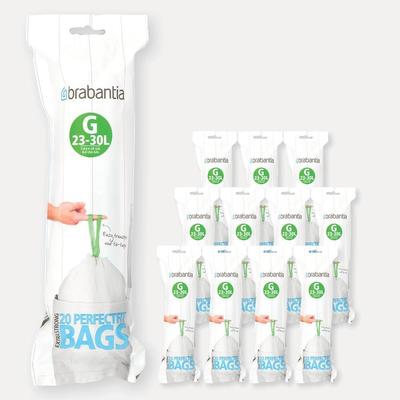 von 12 Rollen à 20 Müllbeuteln 23/30 l weiß Code G ( davon 1 gratis - Posten Mehrfarbig Kunststoff Brabantia
