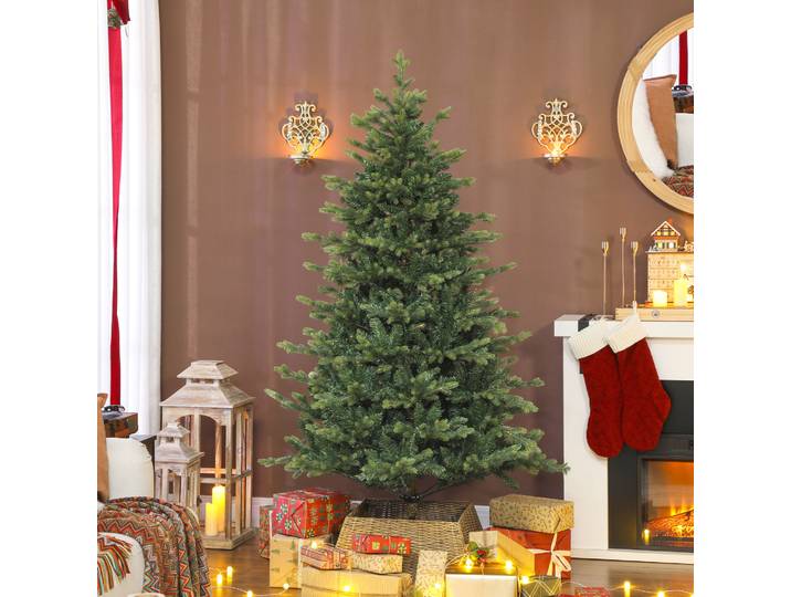 HOMCOM Sapin de Noël 180cm 1660 Branches Support Métal Vert
