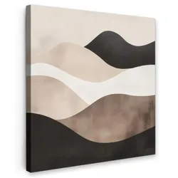 LEINWANDBILD Abstrakt - Landschaft - Wellen - Cremefarben Wandbild Wohnzimmer 50x50 cm