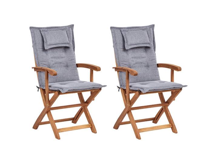 GARTENSTUHL 2er-Set Holz Grau MAUI Maui II