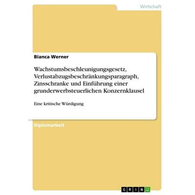 Wachstumsbeschleunigungsgesetz, Verlustabzugsbeschränkungsparagraph, Zinsschranke und Einführung einer grunderwerbsteuerlichen Konzernklausel,