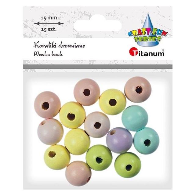 Titanum Runde Holzperlen, Pastell, 15 Stk (47816299)