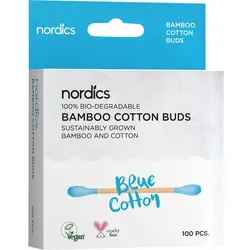 Bio Kosmetikstäbchen Bambus Baumwolle Blau Nordics 100 ST