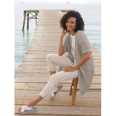 Cardigan HEINE, Damen, Gr. 42, beige (hellgrau), 65% Polyacryl, 35% Polyamid, unifarben, Strickjacken