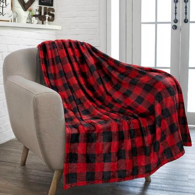 Shop Station Buffalo Plaid Flannel Throw Blanket Soft Warm Plaid Throw Blanket For Couch, Bed & Holiday Decor red Black 27.56 39.37 In