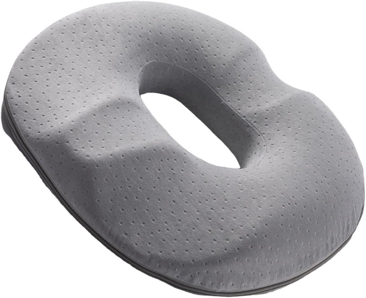 Grijs Donutkussen - Comfortabel Zitkussen voor Volwassenen met Antislip Bodem