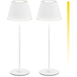Brandson, Tischlampe, 2x LED Schreibtischlampe, stufenlos dimmbar, 3 Lichtmodi, touch, kabellos, mit Akku, metall, weiss