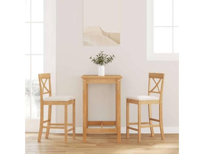 TEKGHUT Barhocker mit Kissen 2er Set Natur Massivholz Gummibaum Mit Rückenlehne, Ergonomisches Design, Stoßfest, Langlebig, Esszimmer, Wohnzimmer