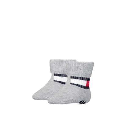 Socken TOMMY HILFIGER "TH BABY SOCK FLAG SOCK", Mädchen, Gr. 15-18, Sockengröße, grau (light grau melange), Baumwollmischung, Socken Socken, mit Antirutsch-Noppen an der Fußsohle