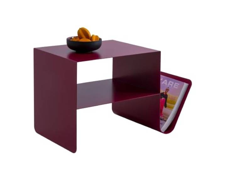 Kare Design Beistelltisch Lounge News, Pink, 65x37x42 cm, minimalistisches Design, Zeitschriftenständer, Couchtisch, Stahl, Industrial, Modern, Wohnzimmer