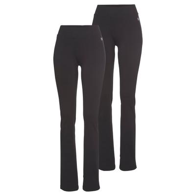 Leggings H.I.S, Damen, Gr. 34, N-Gr, schwarz (schwarz n), Single Jersey, Obermaterial: 95% Baumwolle, 5% Elasthan, unifarben, schmal lang, Hosen Leggings, Bootcut‑Leggings im praktischen 2er‑Pack mit elastischem Bund