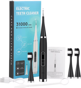 Inspire Picks Portable Sonic Dental Scaler Electric Tartar Remover & Teeth Whitening Tool black 3 Head