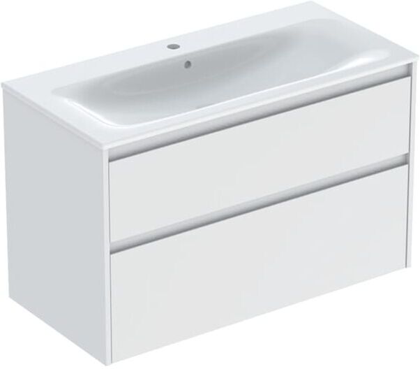 Geberit Renova Plan Möbel-Waschtisch-Set 504041001 Breite 100cm, Korpus/Front weiß / lackiert seidenmatt, Waschtisch weiß