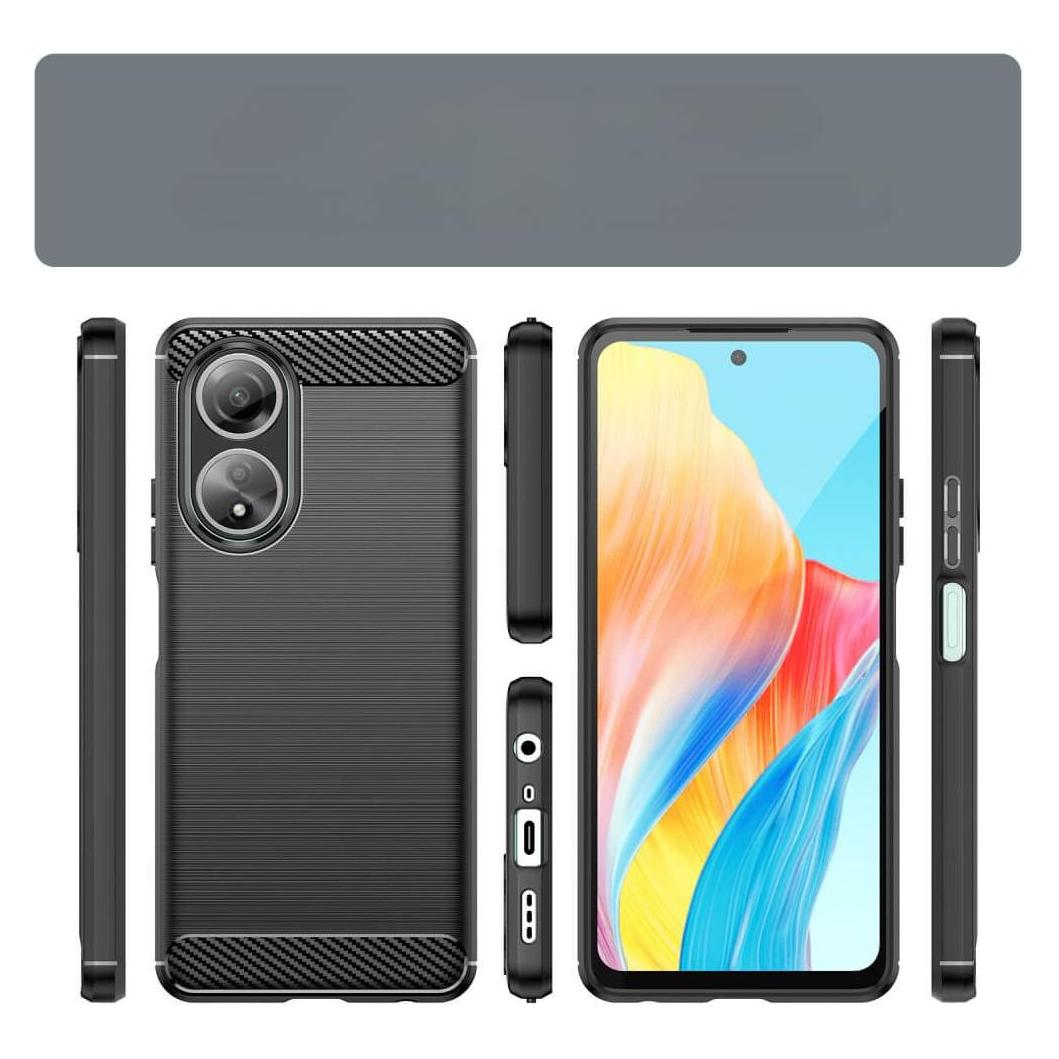 Cover-Discount OPPO A58 4G - Metall Carbon Look Hülle schwarz (Oppo A58 4G) (660157065C)
