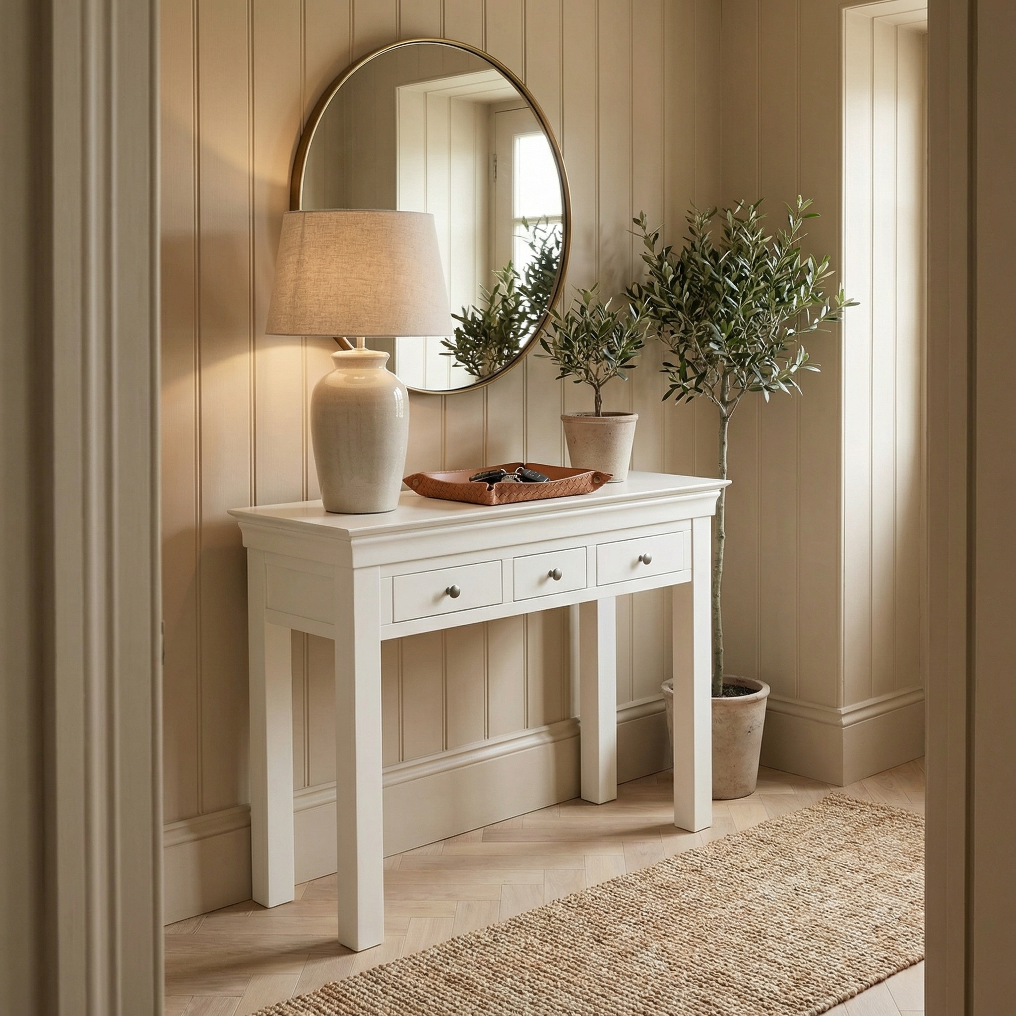 Chalbury Console Desk in Warm White