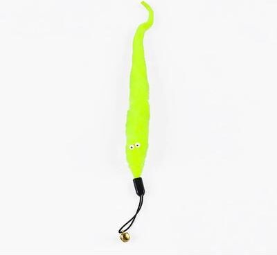 Inspired Living Catnip Critter Replacement Worms With Bells For Interactive Cat Wand Toys yellow