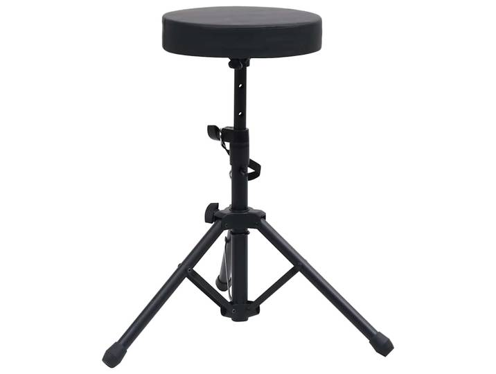 vidaXL Verstellbarer Drumhocker Schwarz Rund