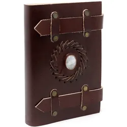 Leather Moonstone with Belts Notebook 15x10 cm
