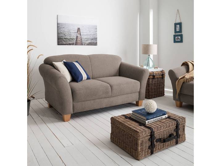 Sofa 2-Sitzer Webstoff Braun/Cubanit Webstoff 163 x 84 x 89cm Natur