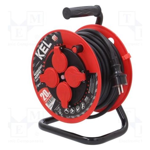 KEL Verlängerungskabel H05RR-F 3G2,5mm2 20m Gummi schwarz 16A (20 m, CEE 7/7) (W-98043)