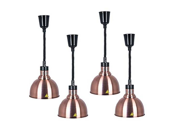 Aprilhp Lampe zum Erwärmen von Speisen, Lebensmittel Wärmelampe Buffet Restaurantbedarf Hotel Küchenausstattung Verstellbar Kronleuchter 250W, 4-Pack