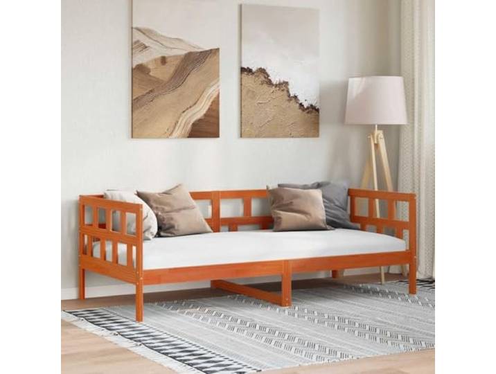 RJPLMFV Tagesbett, Kiefernholz, massiv, 90 x 200 cm, Braun Multifunktionales Sofa, Lattenrost inklusive, ohne Matratze, rustikaler Charme